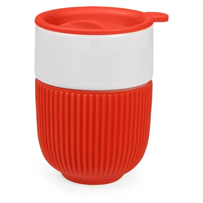 Чашка керамическая 350 мл Красный Белый 11842-03