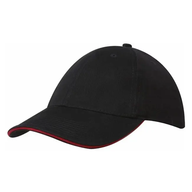 Кепка 'HeadWear' 'Brushed Cotton Cap with Trim' Black-Red Черный Красный 6949-03