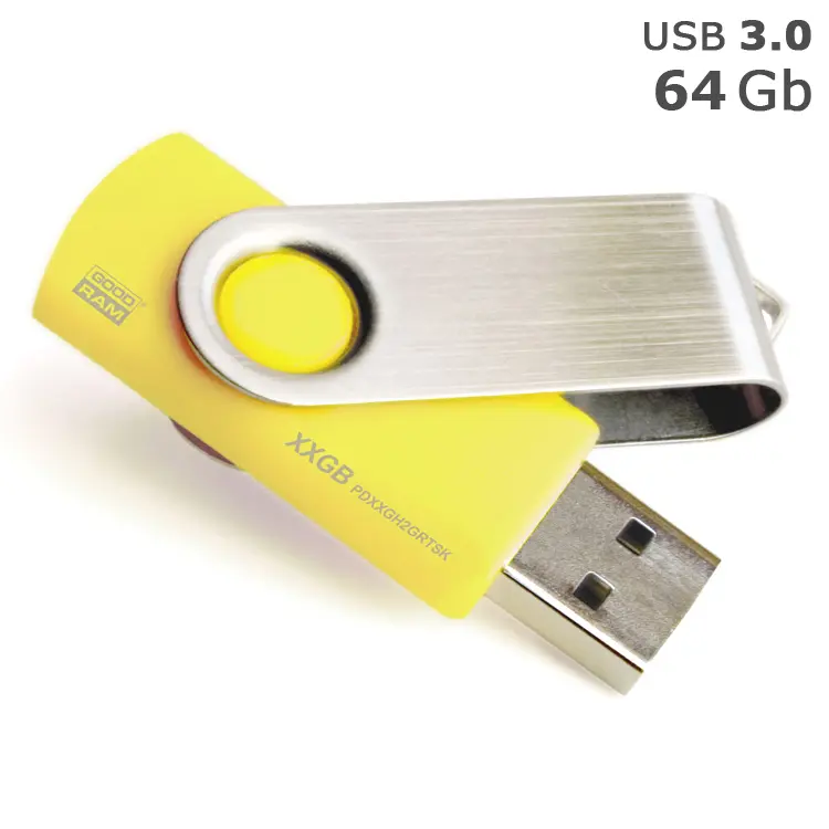 Флешка 'GoodRAM' 'Twister' под логотип 64 Gb USB 3.0 желтая Серебристый Желтый 4567-01