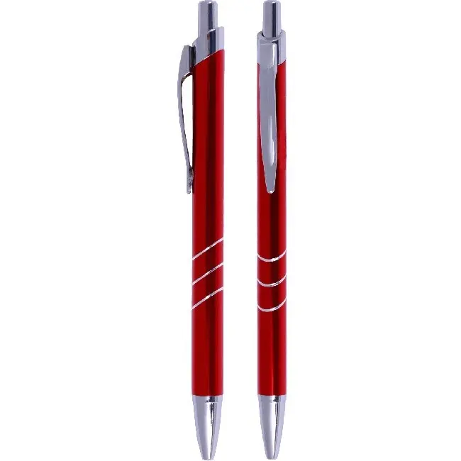 Ручка кулькова металева червона Серебристый Красный 4752-02