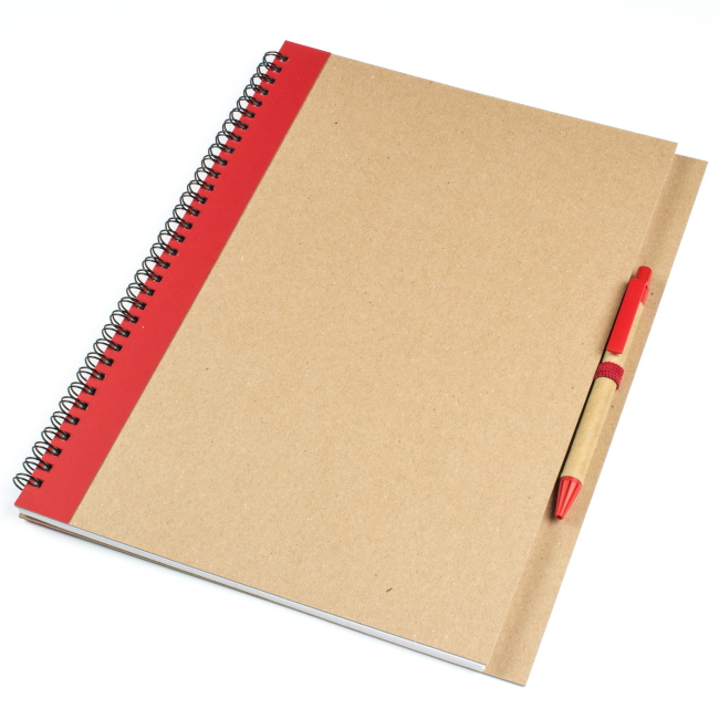 Блокнот A4 с ЭКО-ручкой с лентой красный Древесный Красный 6835-01