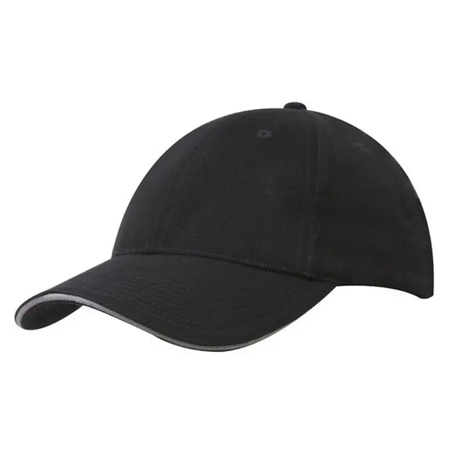 Кепка 'HeadWear' 'Brushed Cotton Cap with Trim' Black-Grey Черный Серый 6949-07