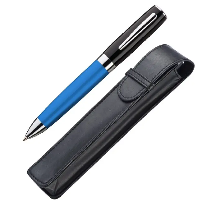 Ручка металева з блискучими елементами у футлярі Черный Синий Серебристый 4576-04