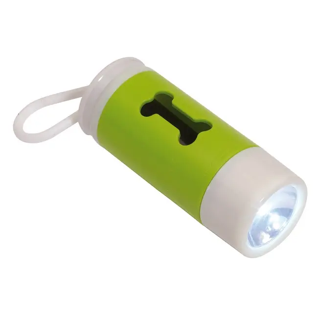 Ліхтарик з контейнером для пакета для сміття від собак Зеленый Белый 2253-04