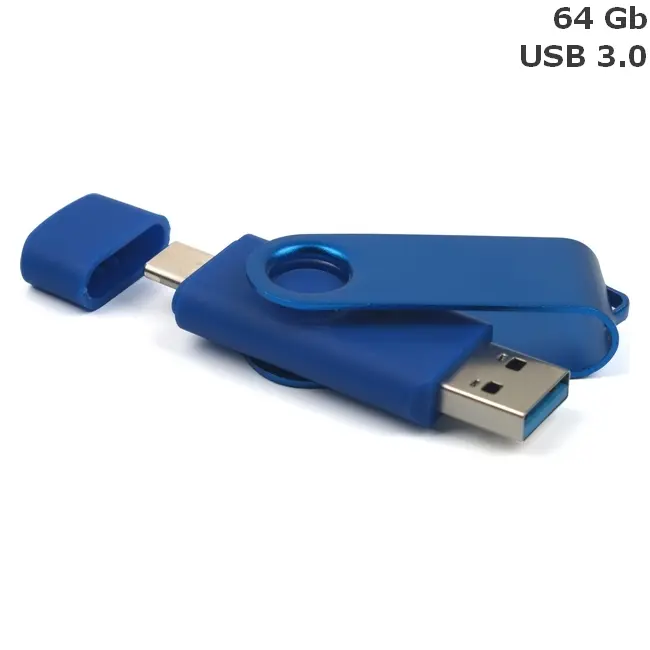 Флешка 'Twister Double' Type-C 64 Gb USB 3.0 Синий Серебристый 15034-09