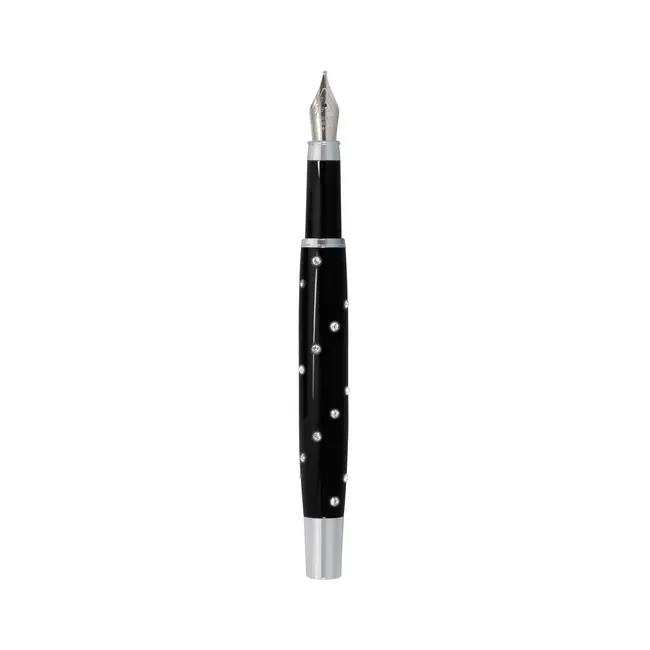 Ручка чорнильна з камінням Сваровскі Черный Серебристый 3068-01