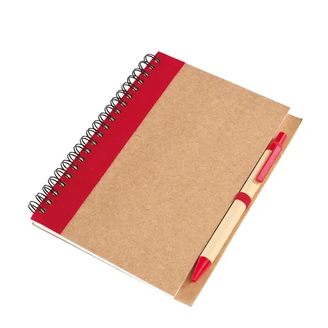 Блокнот A6 с картонной ручкой Красный Коричневый 2828-03
