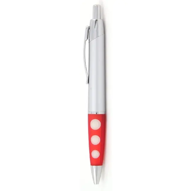 Ручка з матового пластика з гумовою вставкою Серебристый Красный 5329-03