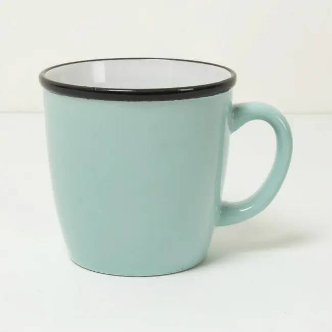 Чашка керамическая 340 мл Белый Черный Зеленый 8932-06