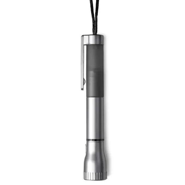 Ліхтарик з кульковою ручкою і кольоровим шнуром Черный Прозрачный Серебристый 6688-03