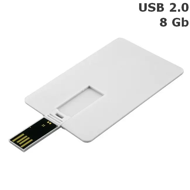 Флешка Кредитка пластиковая 8 Gb USB 2.0 Белый 6047-01