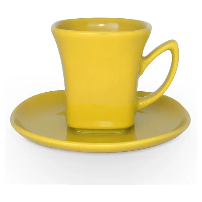Чашка керамическая Lira S с блюдцем 180 мл Желтый 1781-17