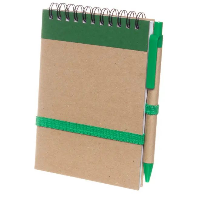 Блокнот A6 вертикальный с ЭКО-ручкой с полосой зеленый Зеленый Древесный 11757-07