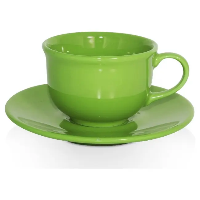Чашка керамічна Ola S з блюдцем 200 мл Зеленый 1791-23