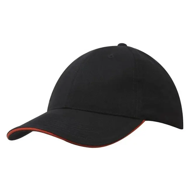 Кепка 'HeadWear' 'Brushed Cotton Cap with Trim' Black-Orange