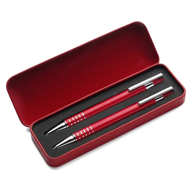 Набор - шариковая ручка и карандаш, в коробке Серебристый Красный 6850-02