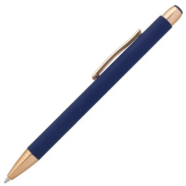 Ручка металева 'GLORIA' soft-touch дзеркальний лого Синий Золотистый 15195-02