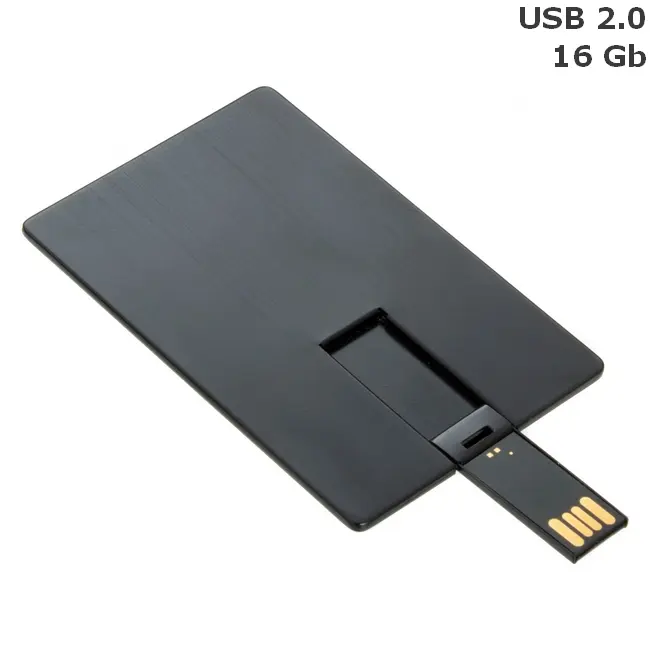 Флешка 'Credit card black' пластикова 16 Gb USB 2.0 Черный 13606-01