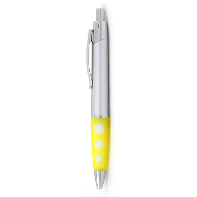 Ручка з матового пластика з гумовою вставкою Серебристый Желтый 5329-04