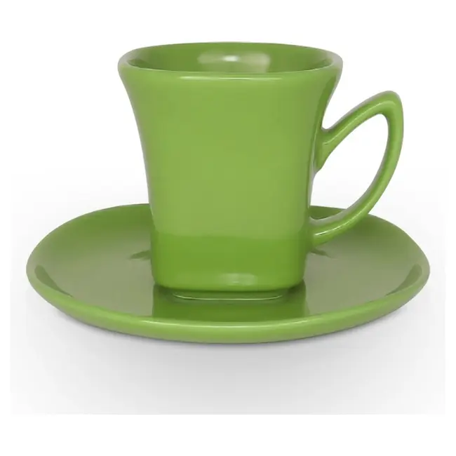 Чашка керамічна Lira S з блюдцем 180 мл Зеленый 1781-23