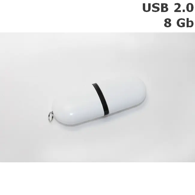 Флешка Таблетка пластиковая 8 Gb USB 2.0 Черный Белый 6090-02