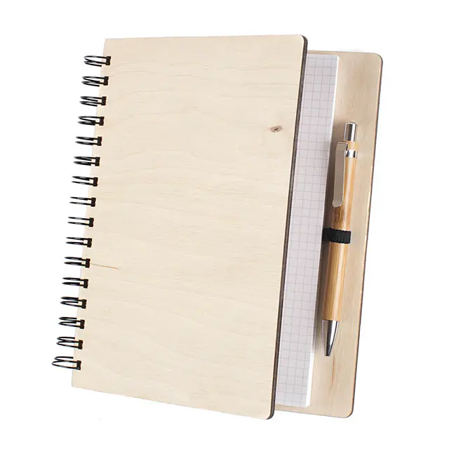 Блокнот А5 дерев'яний з ручкою Коричневый Черный Серебристый Древесный 9020-01