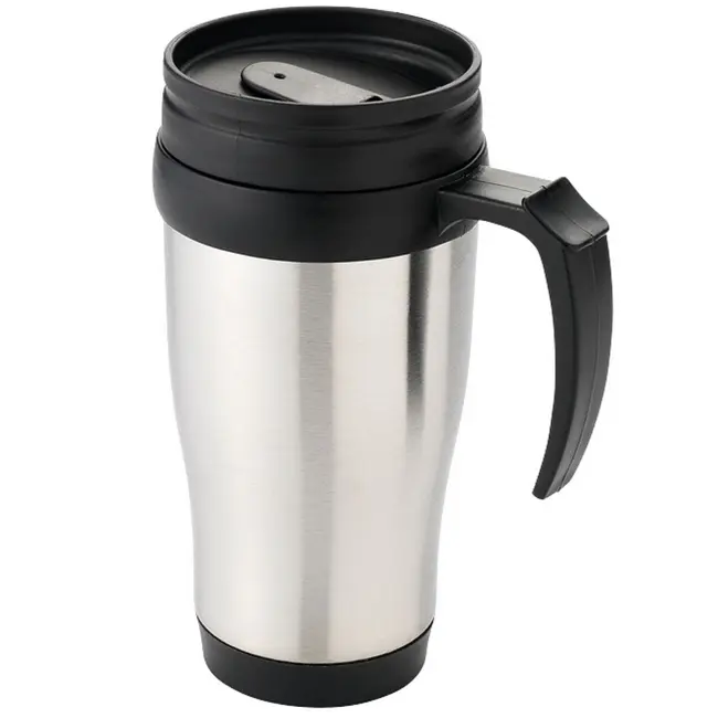 Термокружка металлическая Черный Серебристый 1026-06