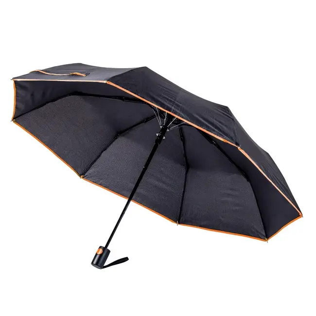 Зонт складной полуавтоматический Черный Оранжевый 7298-05