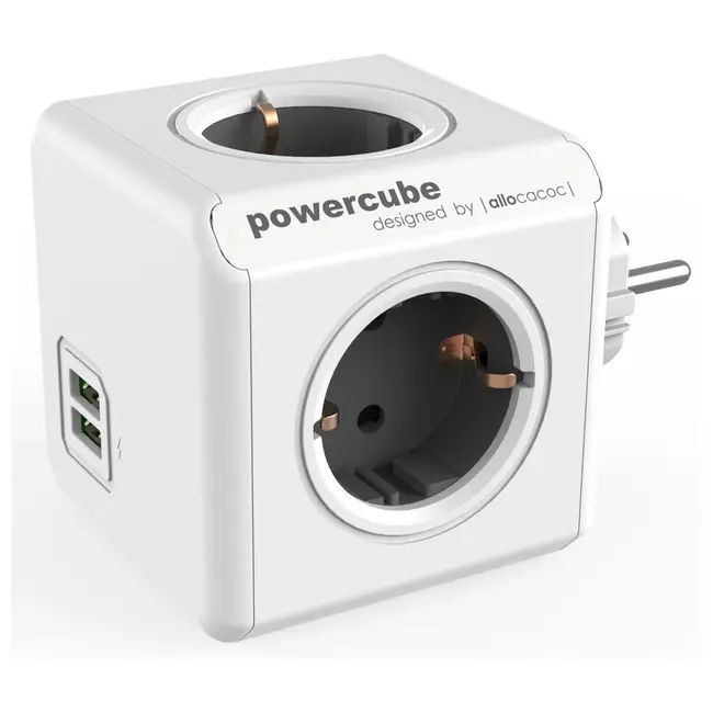 Зарядное устройство 'Allocacoc' 'PowerCube Original USB' на 2 USB-порта + 4 розетки Белый Серый 1537-04