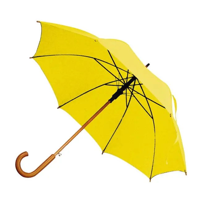 Зонт трость с деревянной ручкой Желтый 1719-01