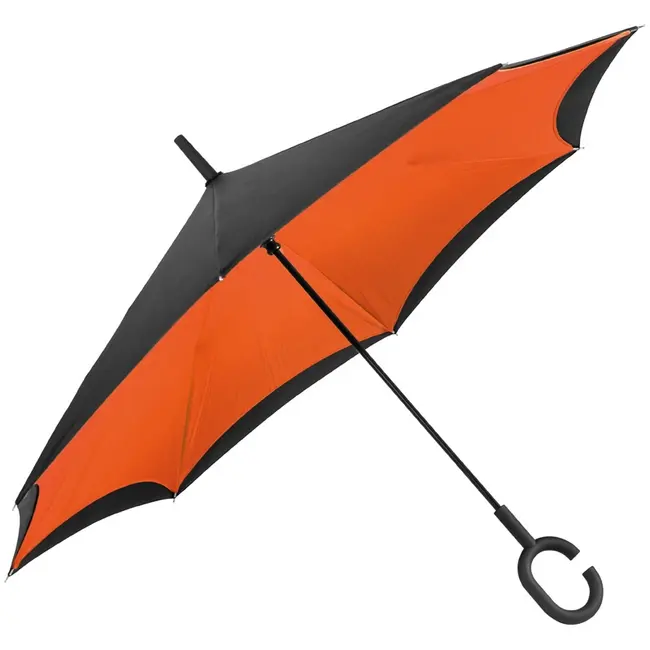 Зонт трость обратного сложения Оранжевый Черный 12138-01