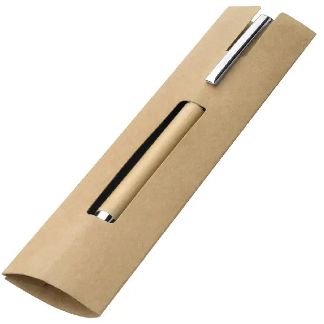 Ручка дерев'яна в картонному футлярі Коричневый Серебристый Древесный 5047-01