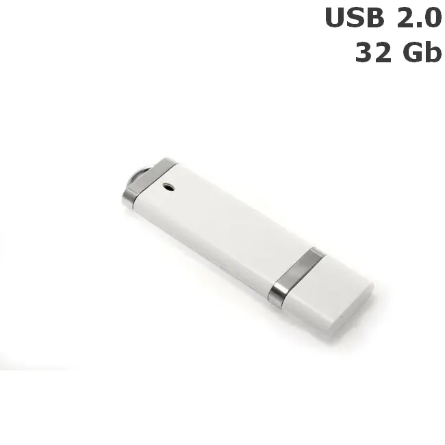 Флешка пластикова 32 Gb USB 2.0 Серебристый Белый 6096-04