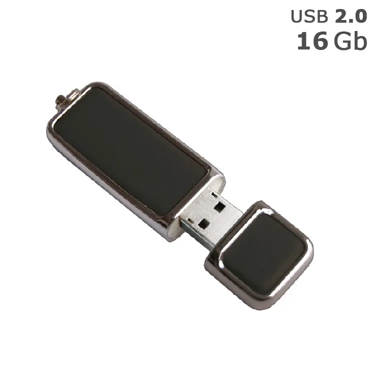 Флешка 'GoodRAM' 'ART LEATHER' 16 Gb USB 2.0 чорна Черный Серебристый 4959-01