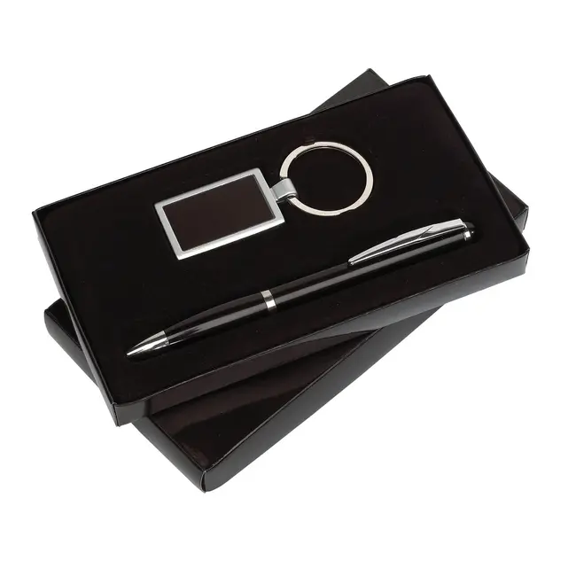Набор подарочный ручка брелок Черный Серебристый 2767-02