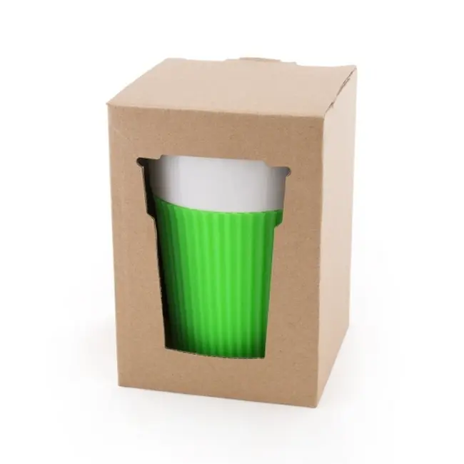 Чашка керамічна 400 мл Зеленый Белый 6025-09