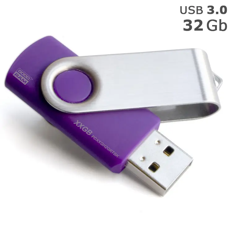 Флешка 'GoodRAM' 'Twister' под логотип 32 Gb USB 3.0 фиолетовая Серебристый Фиолетовый 5160-08