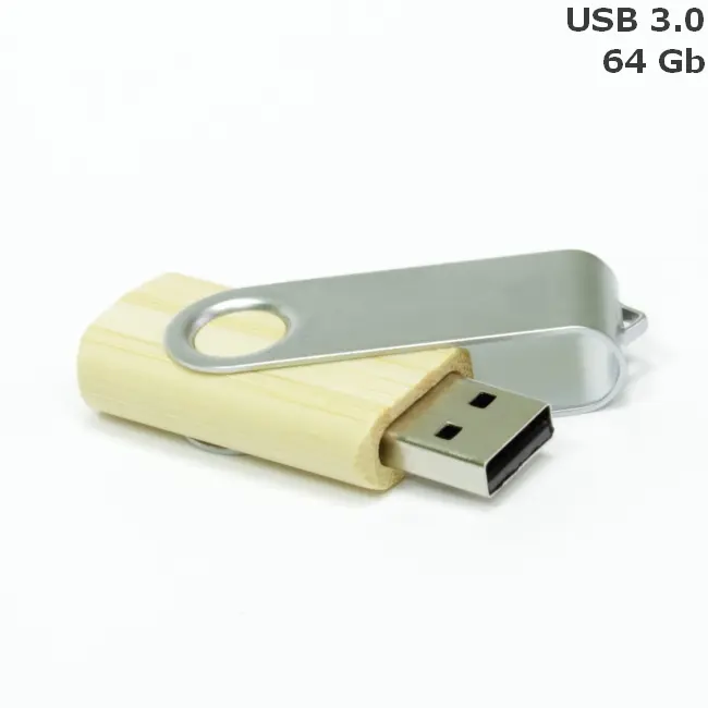 Флешка 'Twister' дерев'яна 64 Gb USB 3.0 Серебристый Древесный 14599-93