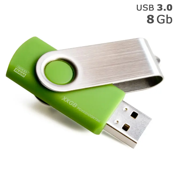Флешка 'GoodRAM' 'Twister' под логотип 8 Gb USB 3.0 салатовая Серебристый Зеленый 4330-01