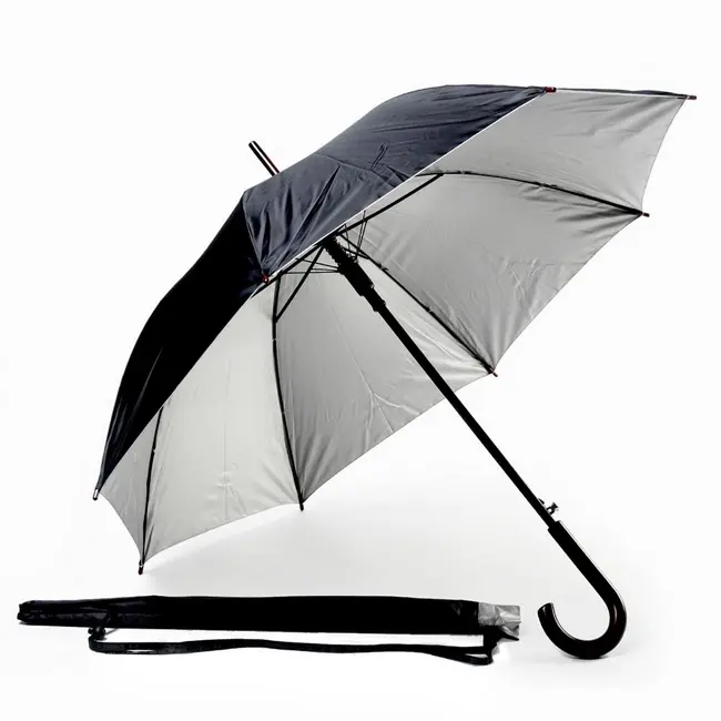 Зонт трость полуавтомат Серебристый Черный 1463-04