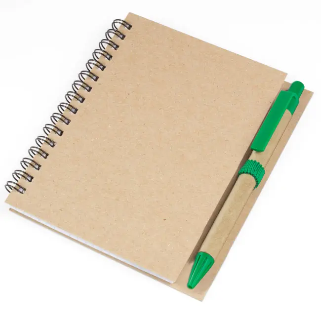 Блокнот A6 с ЭКО-ручкой зеленый