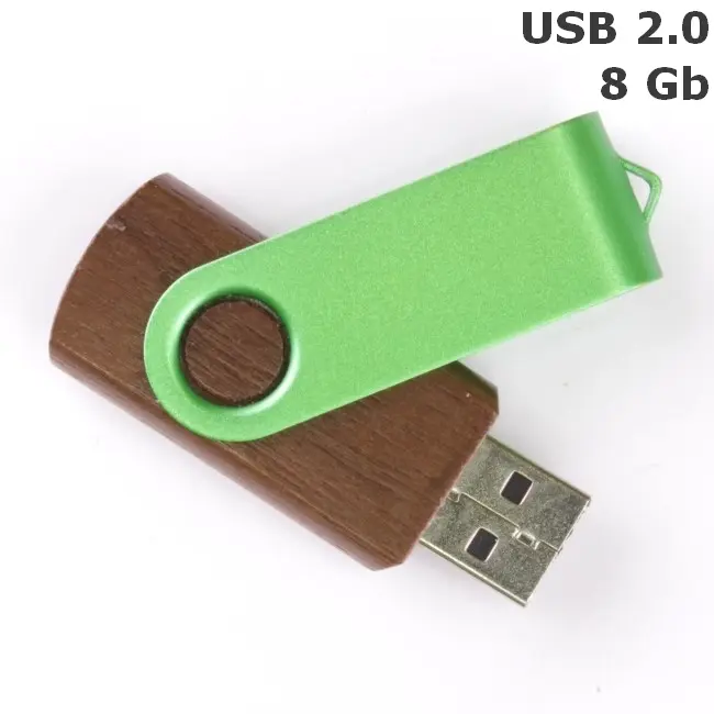 Флешка 'Twister' дерев'яна 8 Gb USB 2.0 Древесный Зеленый 3673-99