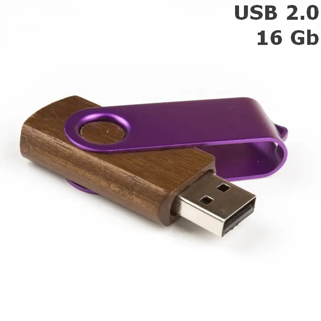 Флешка 'Twister' дерев'яна 16 Gb USB 2.0 Коричневый Фиолетовый Древесный 3675-139