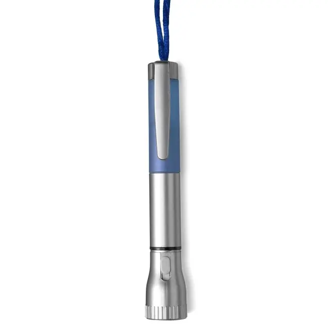 Фонарик светодиодный с шариковой ручкой и цветным шнуром Синий Прозрачный Серебристый 6688-02