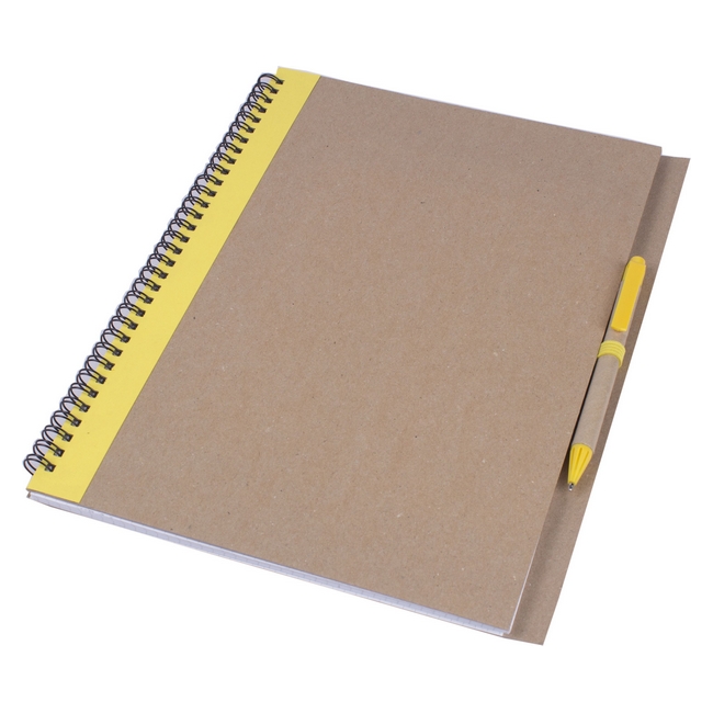 Блокнот A4 с ЭКО-ручкой с полосой желтый Древесный Желтый 6835-08