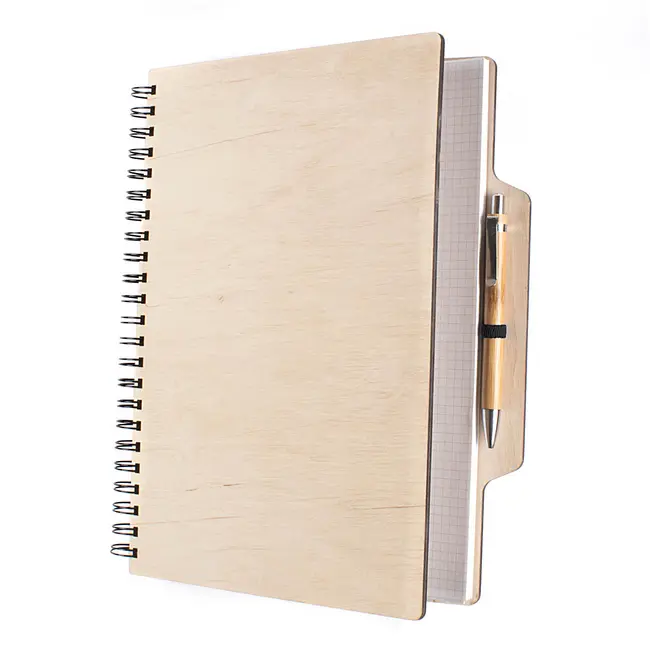 Блокнот А4 деревянный с ручкой Древесный Серебристый Коричневый Черный 9013-01