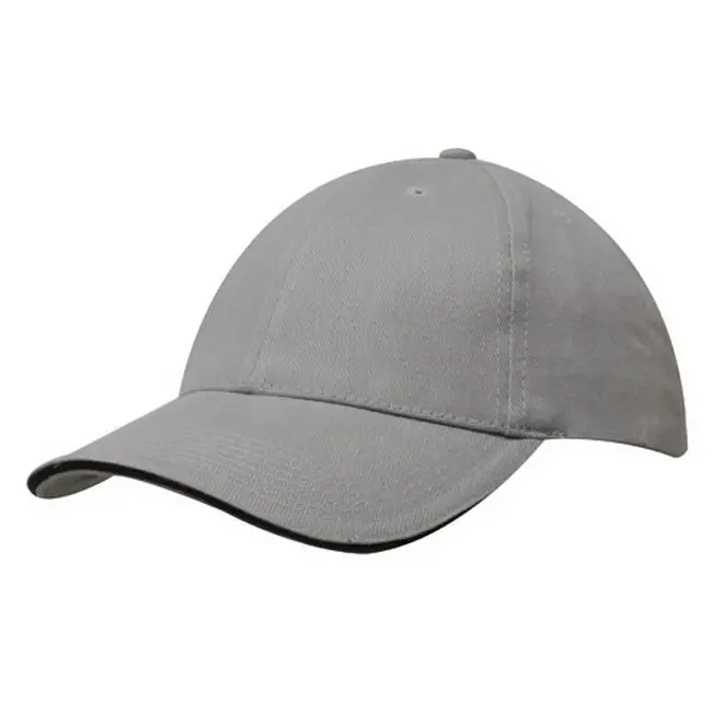Кепка 'HeadWear' 'Brushed Cotton Cap with Trim' Grey-Black Серый Черный 6949-09