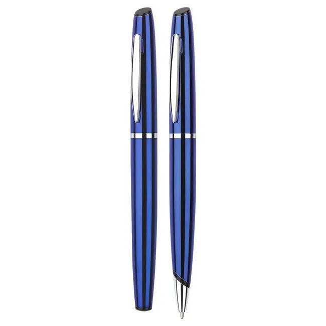 Набір ручка і ролер метал Серебристый Синий 5678-04