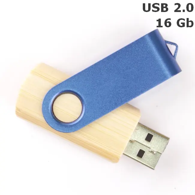 Флешка 'Twister' дерев'яна 16 Gb USB 2.0 Древесный Синий 3675-106