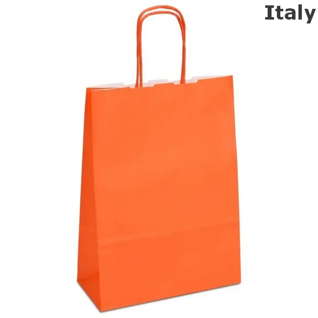 Крафт-пакет 18х08х25 оранжевый с витыми ручками